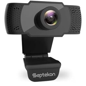 Black USB Webcam with Built-In Microphone